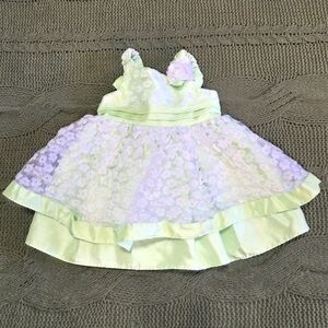 Youngland Baby Dress Green Floral Spring Easter Toddler